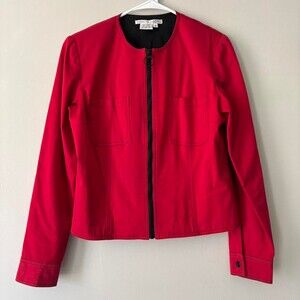 Vintage Euro Red Whimsigoth Zip Up Grunge Biker Cotton Streetwear Jacket Medium